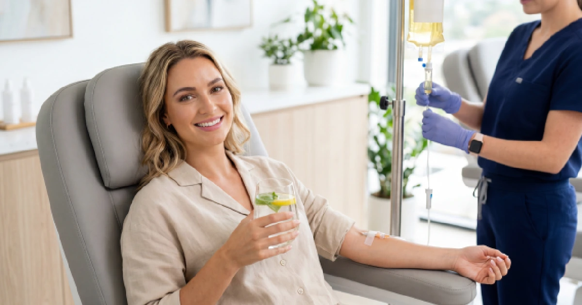 Patient Undergoing IV Therapy To Boost Energy by Serenity Care Center & Spa in Atlanta, GA